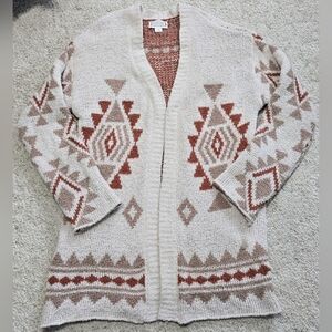 Loveriche Soft Fuzzy Aztec Cardigan Sweater Size Medium